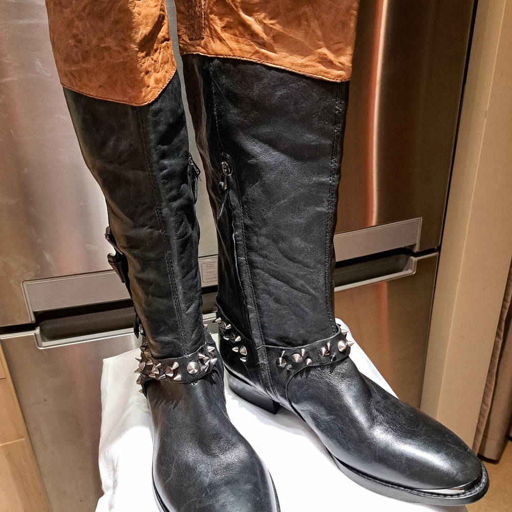 Sam Edelman Black Leather Ankle Boots with Studs